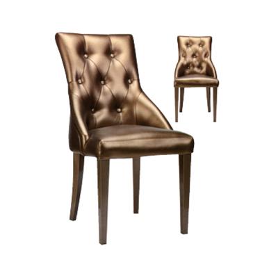 China Luxury Antique Home Furniture Metal Frame PU Leather Dining Chair A008 for sale