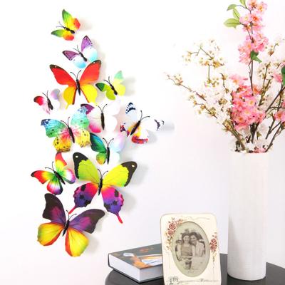 China WALL STICKER 12pcs 3D Butterfly Wall Stickers Multi Color Art Decals 3d Butterfly Wall Stickers for sale