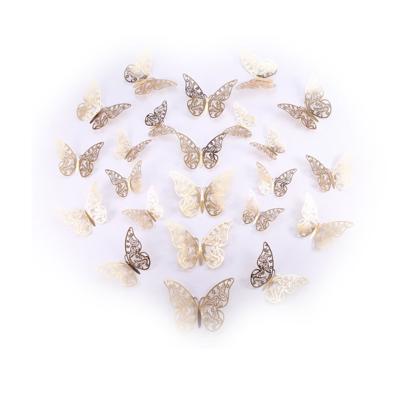 China WALL STICKER decoration background butterfly decor 3d butterfly wall high quality home hollow paper sticker for sale