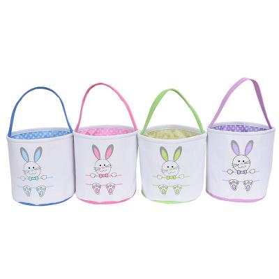 China 2022 New Cotton Amazon Canvas Easter Bag DIY Easter Basket Bunny Ears Decoration Gift Basket for sale