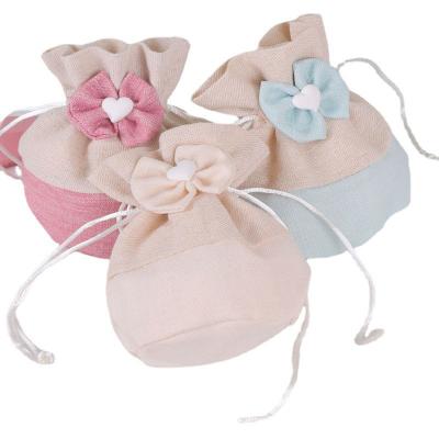 China Best price high quality wedding candy bags bow knot cotton canvas bag wedding bag for candy favors for sale