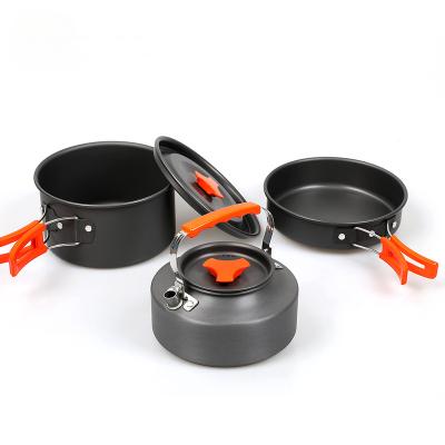 China 2022 New Easy Carry Pot Set Cookware Camping Set Cookware Aluminum Cookware Set Camping Cookware For Outdoor for sale