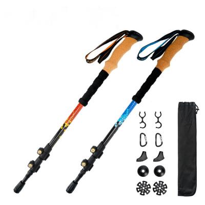 China Hot Selling Amazon Folding Telescopic Hiking Pole 3K Texture 99% Carbon Fiber Pole Carbon Fiber Telescopic Trekking Pole for sale