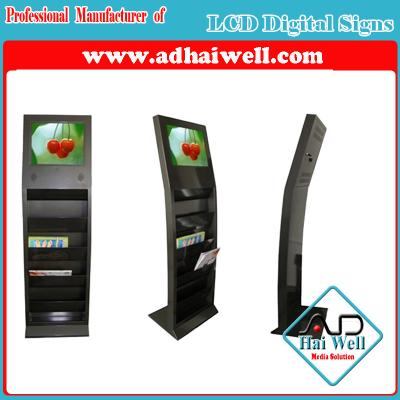 China Newspaper Metal Magazine Display Stand with Sumsung LCD Advertising Screen for sale