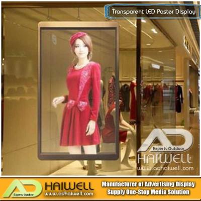 China Large Glass Window Transparent LED Poster Display for Brand Store for sale