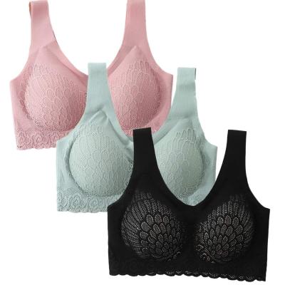 China Women's Intimate Soft Comfortable Fashion Latex Traceless Ice Bralette Seamless Shockproof Wire Free Thai Silk QUICK DRY Lace Bralette for sale