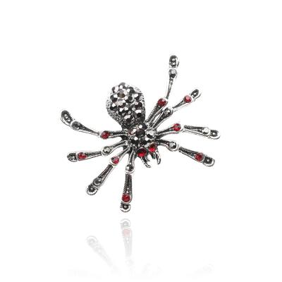 China Brass Exotic Character Inlaid Brooch Stone Insect Red Spider Animal Pin for sale