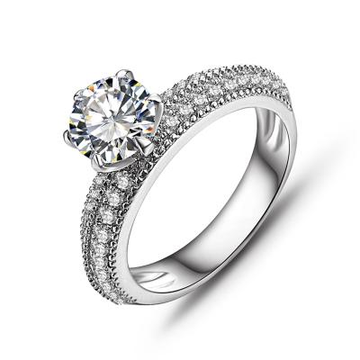 China Luxury 925 Sterling Silver Bridal The Queen Wedding Ring Women Jewelry With 1 Carat Solitaire CZ Diamond for sale