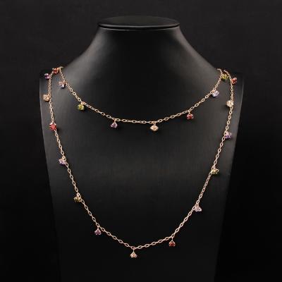 China ALLOY High Quality Gold Plated Colorful Two Strand Zircon Charm Necklace For Women for sale