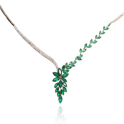 China Emerald Necklace Jewelry Traditional Handmade CLASSIC sharpening fashion brass necklace jewelry set for sale