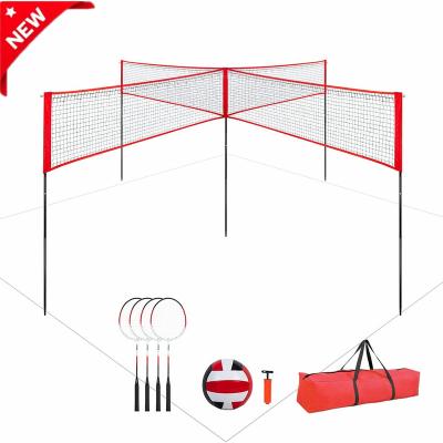 China VN08A durable customized sport volleyball net, beach volleyball net with line, 4 seater volleyball badminton net set for sale