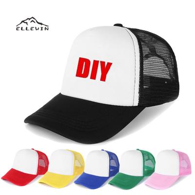 China Waterproof ELLEWIN Wholesale Hip Hop Blank Custom Logo 5 Panel Sport Embroidery Cotton Print Dad Baseball Mesh Foam Trucker Hat for sale