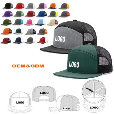 China COMMON ELLEWIN Wholesale 7 Panel Plain Black Trucker Caps ECO Friendly Trucker Hat Premium Classic Mesh Trucker Cap for sale