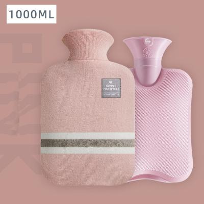 China RWB3002 high quality fabric RWB3002 hot water 1L PVC printed hot water bottle bag 8 color with knit cover overall for sale