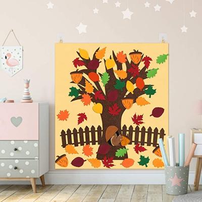 China FELT DIY Autumn Tree Craft Felt Board Autumn Leaf Pine Cones Squirrel Ornaments for Kids Gifts Craft Thanksgiving Activity for sale