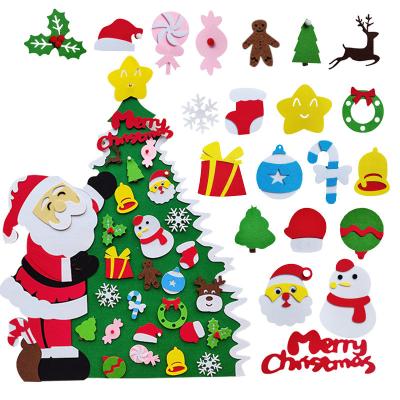 China Custom Felt Christmas Decorations Felt Advent Calendar Wall Hanging Felt DIY Christmas Tree For Kids for sale