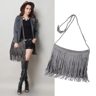 China RLB1004 Retro Solid Color Fringe Tassel Messenger Bag Fashion Women Shoulder Bag for sale