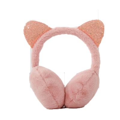 China EZ7002 Woman Girls Antlers Winter Ear Muffs Gillter Cute Furry Warmer Favor Gift Outdoor Faux Fur Ear Rates Free Size for sale