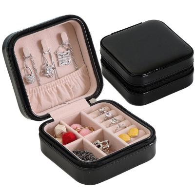 China Small Simple PU Leather Women Necklace Ring Organizer Portable Jewelery Jewel Case Packaging Gift Boxes Travel Earring Jewelry Box for sale