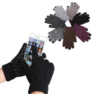 China Wholesale Recycling Large Size Touch Screen Plain RST3005 Gloves Men Woman Thick Non-slip Knitted Gloves Winter Warm Fleece for sale