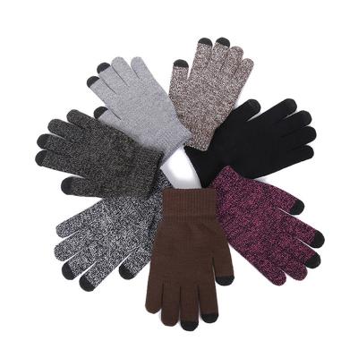 China Plain Factory Logo Package Cycling Gloves Winter Custom Warm Fleece Touch Screen Non-Slip Thick Knitted Gloves For Women Man for sale