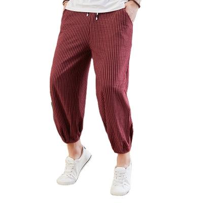 China Factory Wholesale Viable Style Elastic Fashion Stripe Rope Casual Loose Pants Plus Size Men's Pants Trousers for sale