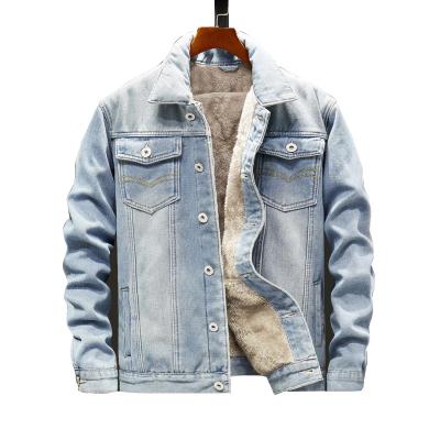 China Viable Wholesale High Quality Thickening Loose Casual Fashion Denim Fleece Jacket Men's Plus Size Men's Coats for sale