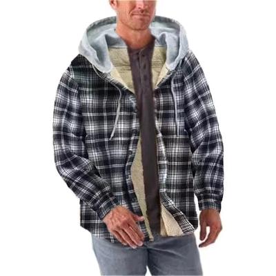 China Thickening Viable Wholesale High Quality Men's Plush Style Plaid Leisure Fashion Boys Hooded Jackets Coats for sale