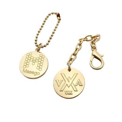 China Gold Eco-friendly Metal Hanging Tag With High Quality Metal Lobster Hook Logo Tag With Ball Chain For Bags for sale