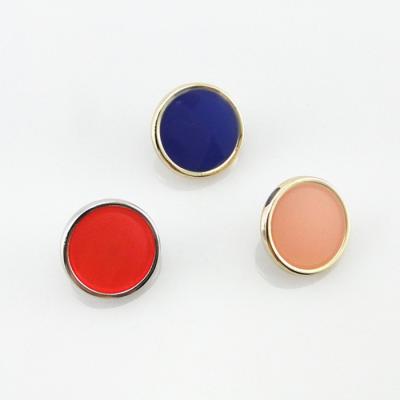 China Luxury High Quality Custom Metal Leg Colored Epoxy Button Zinc Alloy Nickel Free Custom Made Button For Clothes for sale