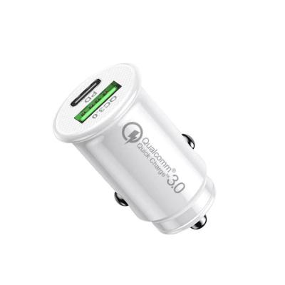 China Type-C Smart Mini Adapter 2 Port USB Car Mobile Phone Charger 20W USB-C Palladium Car Charger Fast Charger for sale