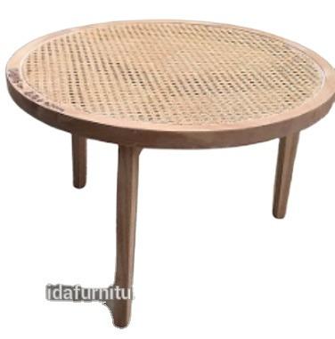 China Modern Convertible Living Room Furniture Cane Side Table Rattan Coffee Wooden Table for sale