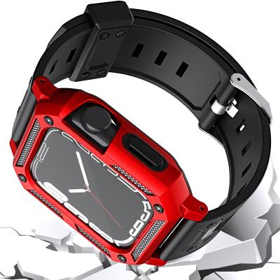 China Shockproof 2 in 1am Smart Watch Bands for Apple Watch Military Straps for iWatch 8 Ultra 49mm Silicone for sale