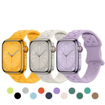 China Colorful Braided Silicone Armor Shockproof Straps For iWatch Series Bands Sport Watchband For Apple 7 Strap 8 for sale