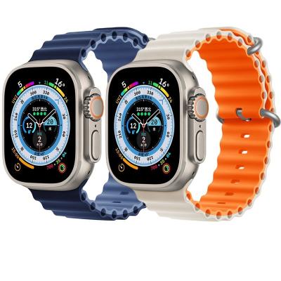 China Dual Color Ocean Silicone Shockproof Watch Band For iWatch 8 Ultra Ocean Silicone Band Straps For Apple Watch Ultra 49MM for sale