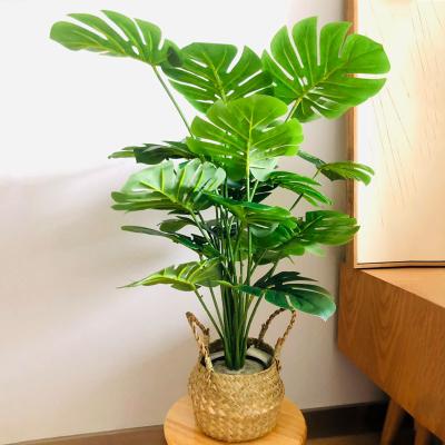 China Minimalist Nataural Touch 9 Plastic Real Artificial Monstera Leaves 57cm High Leaves Tree Crack Philo Leaves Indoor Tree In Pot Potted for sale