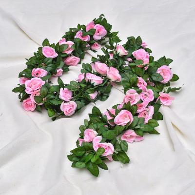 China Leaf Indoor Outdoor Ivy House Wedding Garden Decoration 16 Heads Rose Artificial Flower Silk Garland Vine Decoration New for sale