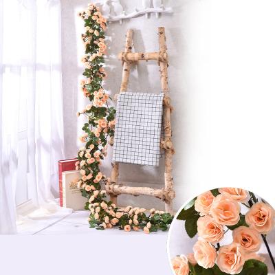 China Leaf Indoor Outdoor Ivy House Wedding Garden Decoration Rose Vine Artificial Flower Silk Garland Heads Decoration 69 New for sale