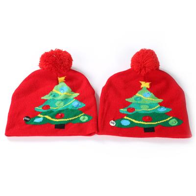 China COMMON Wholesale Christmas Plaid Winter Fashion Hat Women Plaid Beanie Acrylic Knitted Hat for sale