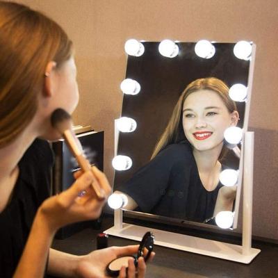 China Amazon Hot Selling Dimmable Lighted Touch Sensor Switch Vanity Mirror Hollywood Makeup Beauty LED Mirror for sale