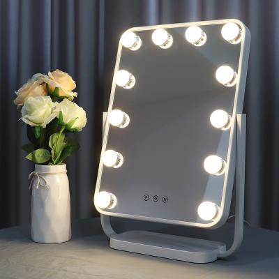 China 2021 New Style Cheap Custom Smart Lighted Dimmable Lighted Makeup Vanity Hollywood Mirror With Bulbs for sale