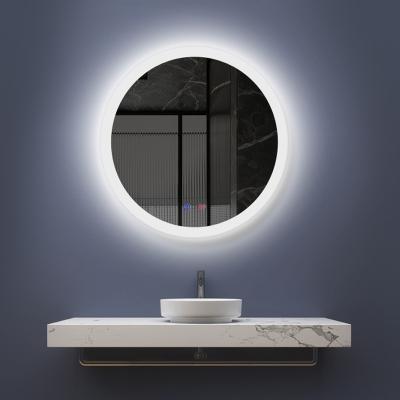 China Customized Round Anti Fog Illuminated Frameless Illuminated Backlit Led Bathroom Mirror for sale