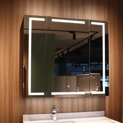 China Large 40x35 Inch Wall Mount Illuminated Toilet LED Lighted Medicine Bathroom Cabinet With Mirror for sale