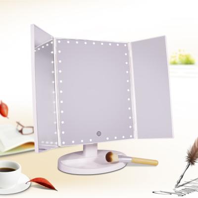 China Lit Professing Folding Table Top Usb Charging 22 Led Touch Screen Stand Vanity Makeup Mirror for sale