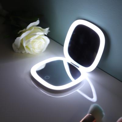 China Promotion Gift Lighted Portable Custom Pocket Makeup Mirror With Led For Bag for sale