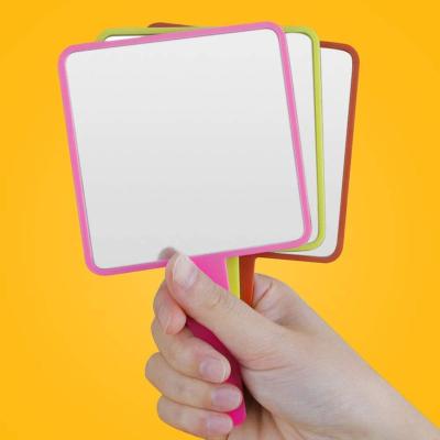 China Personalized Custom Large Plastic Square Lighted Pink Cosmetic Handheld Mirror With Logo for sale