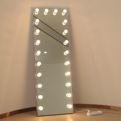 China Decorative Materials Full Body Dressing Mirror With Lights On And Touch Sensor 22pcs Hollywood Bulbs Makeup Mirror For Cosmetic for sale