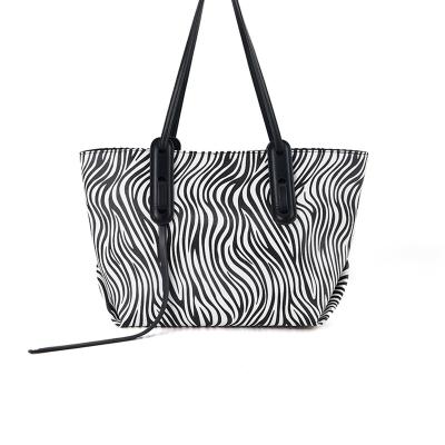 China Wholesale Large Capacity Women Bag New Fashion Ladies Shoulder Bag Zebra Pattern Simple Border Handbag Tote Bag for sale