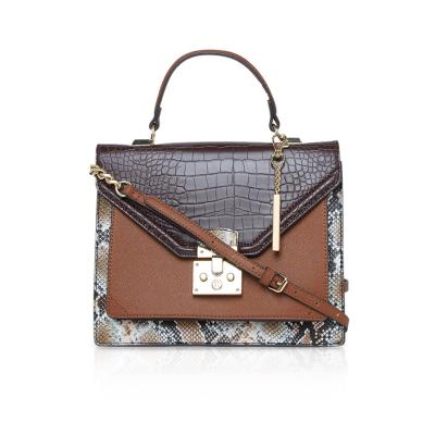 China Fashion OEM ODM Custom Croc Handle Tote Lady Handbag Textured Square Square Leather for sale