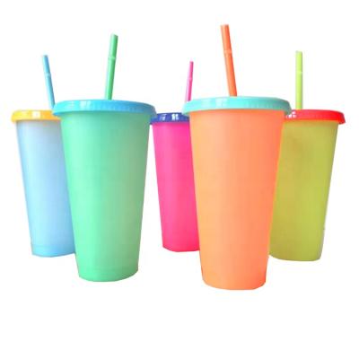 China Viable Wholesale Magic Color Changing Tumbler Mugs Custom Plastic Mug Sublimation With Straw for sale